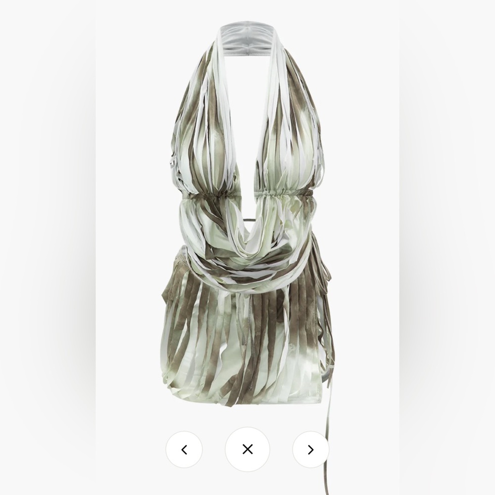 Tie dye destroyed halter top and asymmetrical mini skirt set